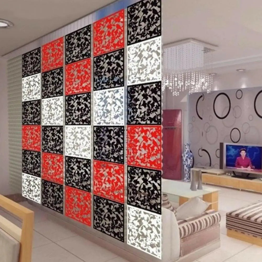12pcs Hollow Room Divider Screen Hanging Panel Curtain Partitions Waterproof Household Hotel DIY Art Decoration