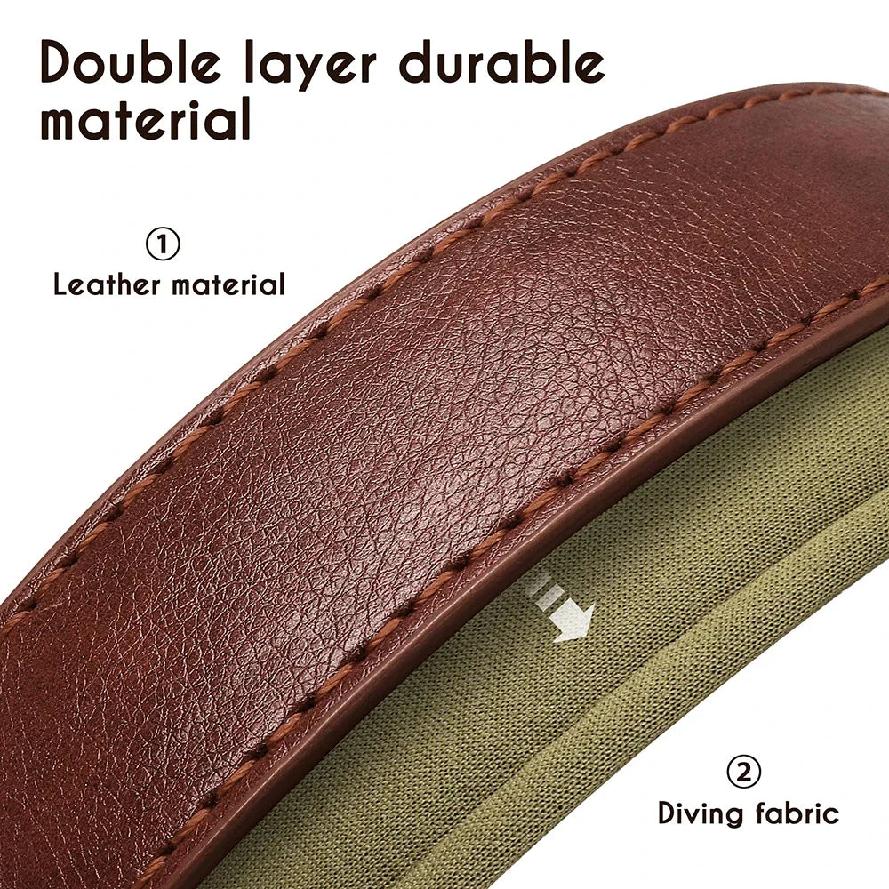 Durable double-layer leather dog collar with padded design