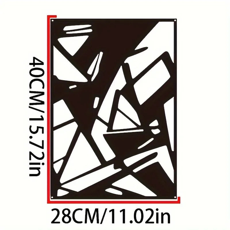 Abstract metal wall art with minimalist black single line design, 40x28cm size.