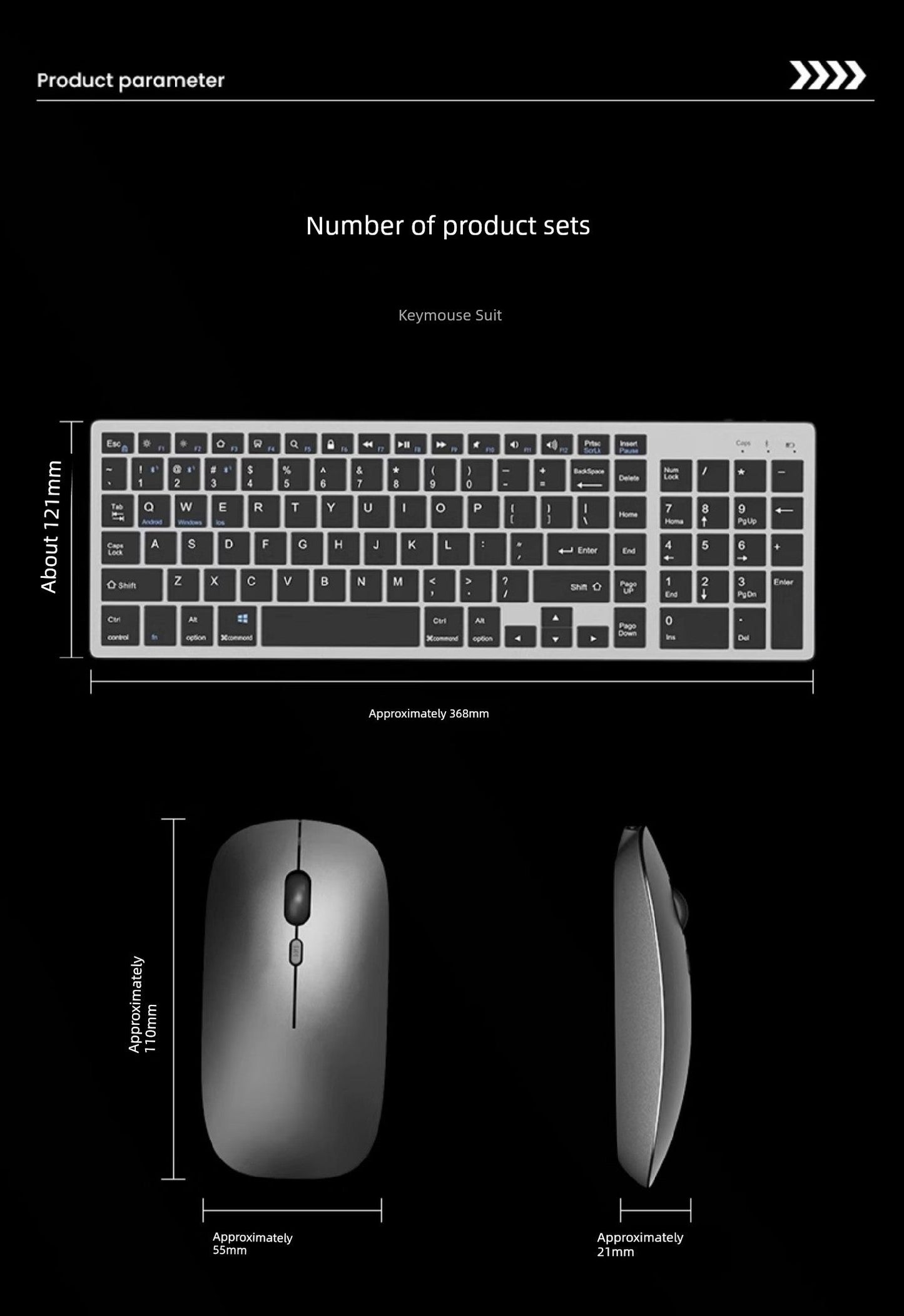 Wireless rechargeable keyboard with Bluetooth connectivity, ergonomic design, compatible with Windows, Android, macOS, iOS, in silver color.