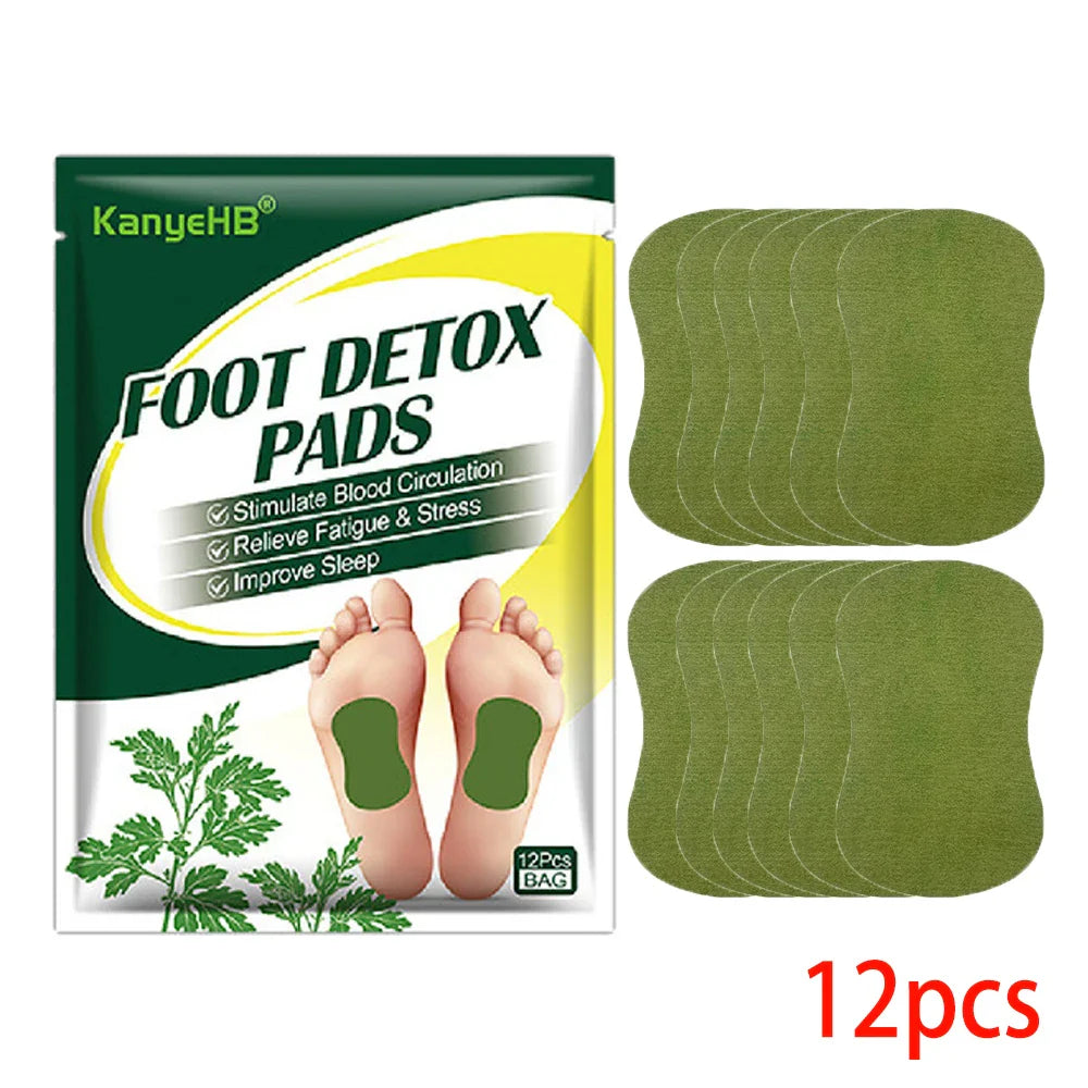 Detox foot patches with natural wormwood, relieve stress and help sleep, 12 pieces.