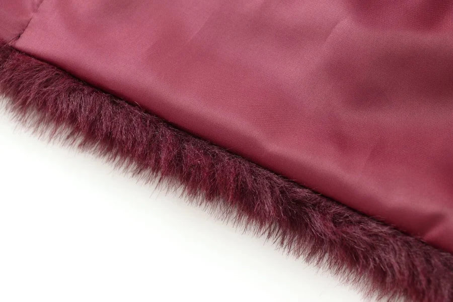 Faux fur jacket Traf 2024 Fall/Winter New Fashion Women's Faux Fur Effect Round Neck Long Sleeve Short Jacket