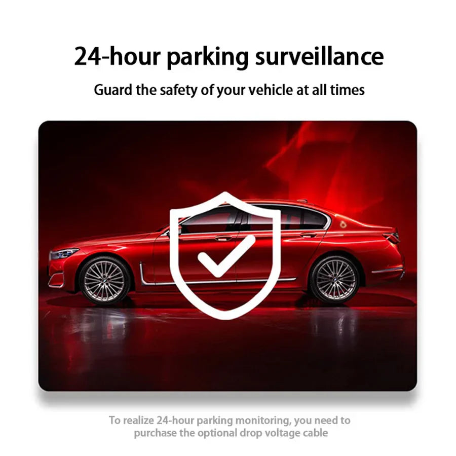 24-hour parking surveillance feature of dash cam for vehicle safety.