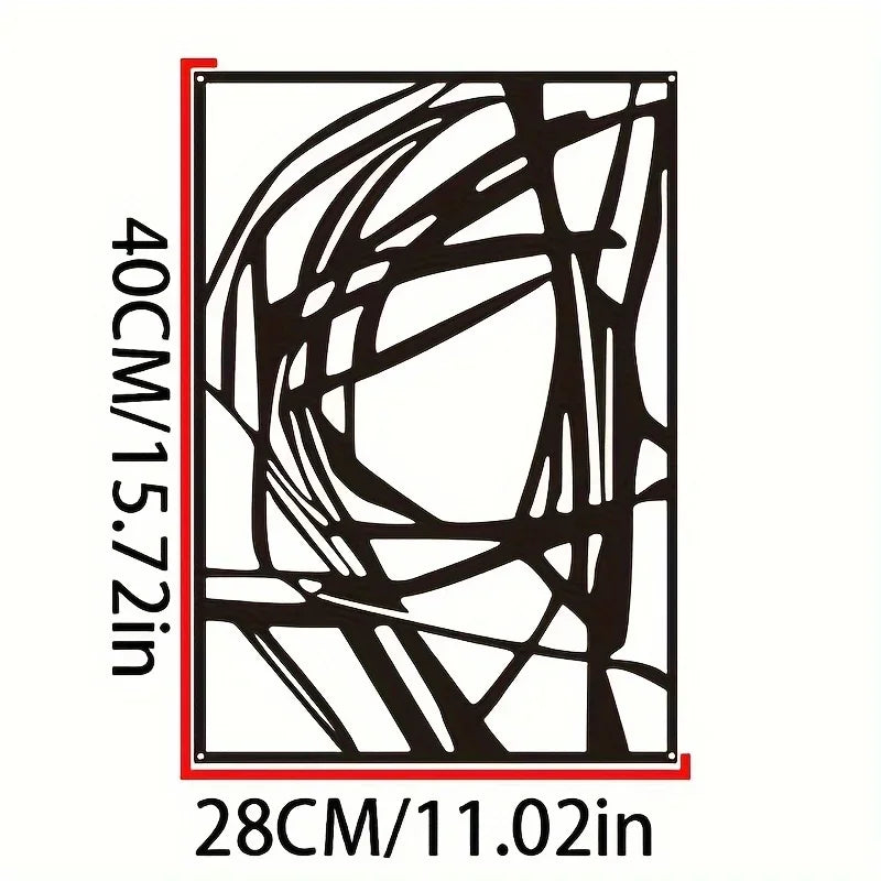 Abstract metal wall art with a minimalist single line design, measures 40cm by 28cm.