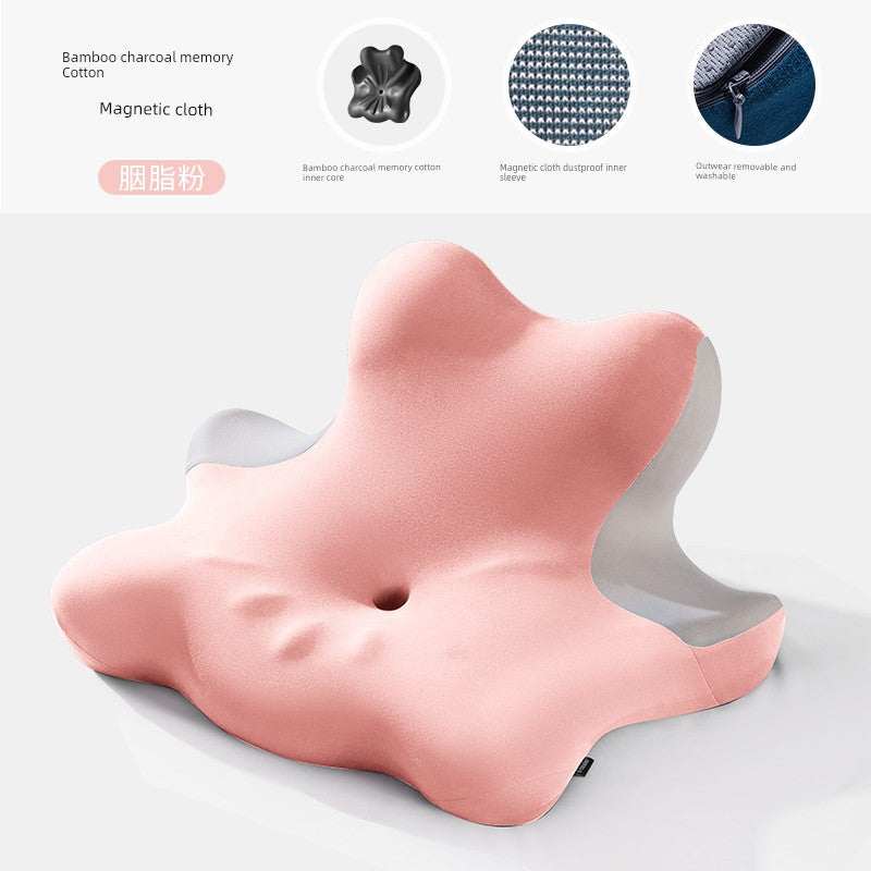 Cervical support neck pillow with slow rebound memory cotton for comfortable sleeping.