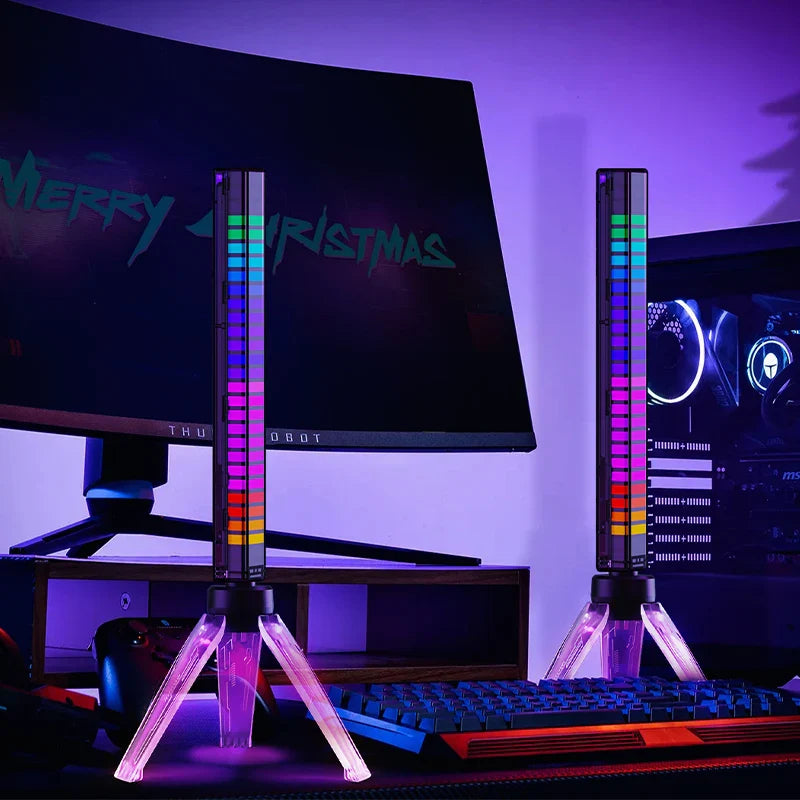 RGB Pickup Light for gaming room decor with voice-activated rhythm, featuring vibrant LED colors and sleek ABS design.