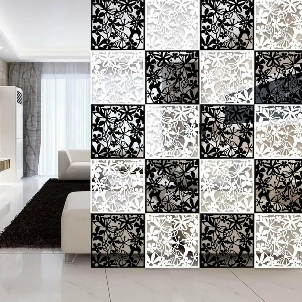 12pcs Hollow Room Divider Screen Hanging Panel Curtain Partitions Waterproof Household Hotel DIY Art Decoration