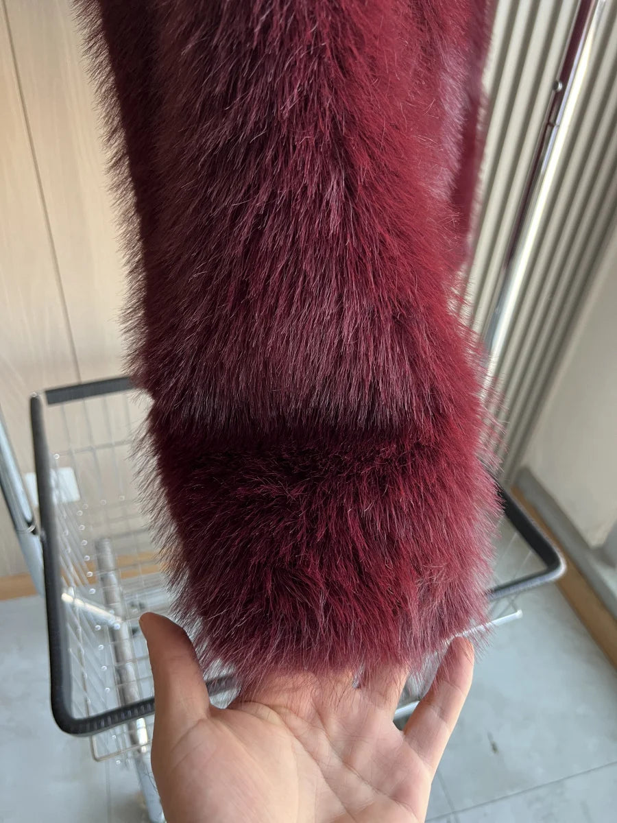 Faux fur jacket Traf 2024 Fall/Winter New Fashion Women's Faux Fur Effect Round Neck Long Sleeve Short Jacket