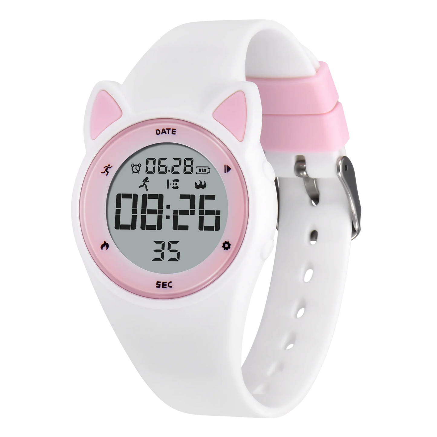 kids fitness tracker watch with silicone band and LED display