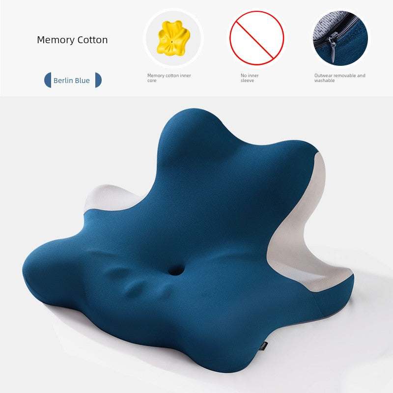 Cervical support neck pillow with memory foam in Berlin blue, featuring ergonomic design for optimal sleeping comfort.
