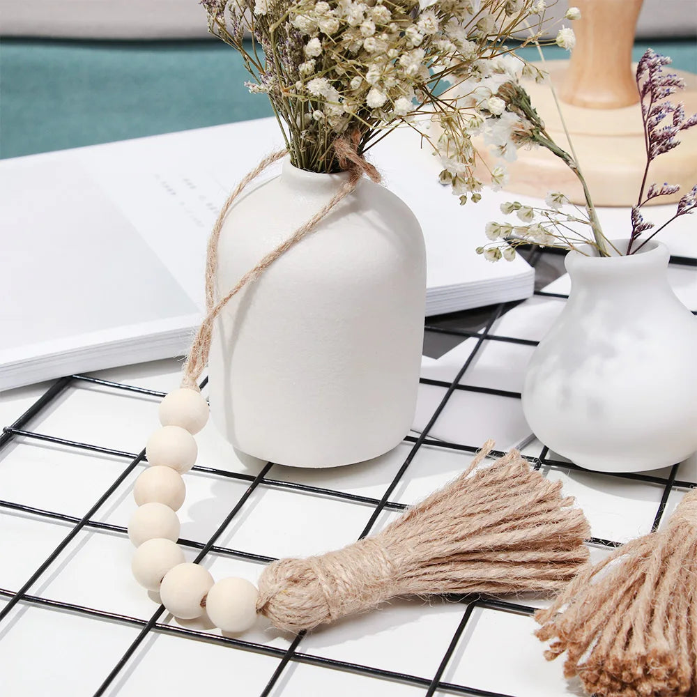 Wood Bead Garland with Tassels