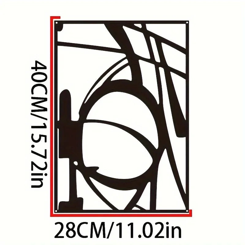 Abstract metal wall art with minimalist single line design, measuring 40cm by 28cm. Modern decor for stylish display.