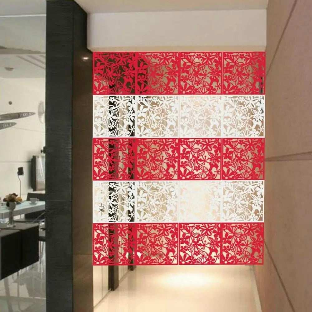 12pcs Hollow Room Divider Screen Hanging Panel Curtain Partitions Waterproof Household Hotel DIY Art Decoration