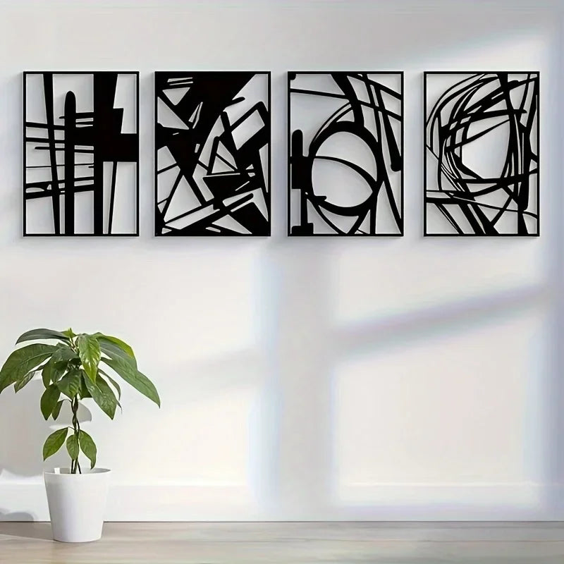 Abstract metal wall art sculpture with minimalist single-line design for modern decor.