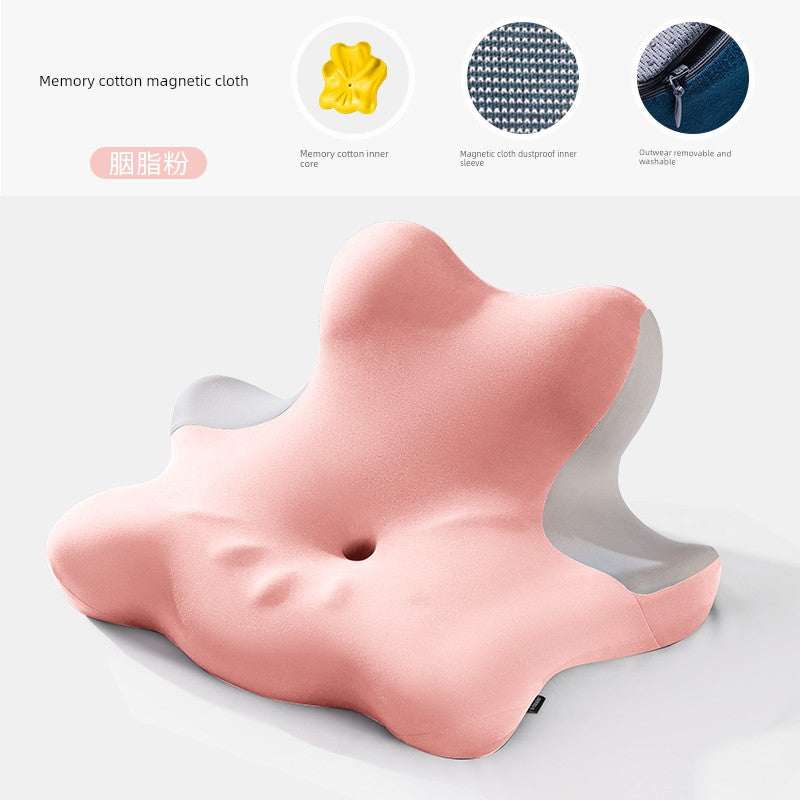 Memory foam cervical support neck pillow with ergonomic design for sleeping comfort.