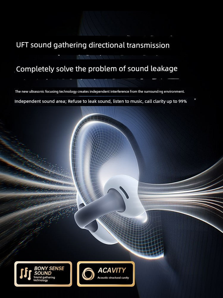 Bone conduction Bluetooth headset with sound leakage protection, bilateral stereo, and 10m transmission range.
