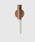 Magnetic motion sensor LED night light with wooden base and warm glow, USB rechargeable and hands-free automatic lighting.