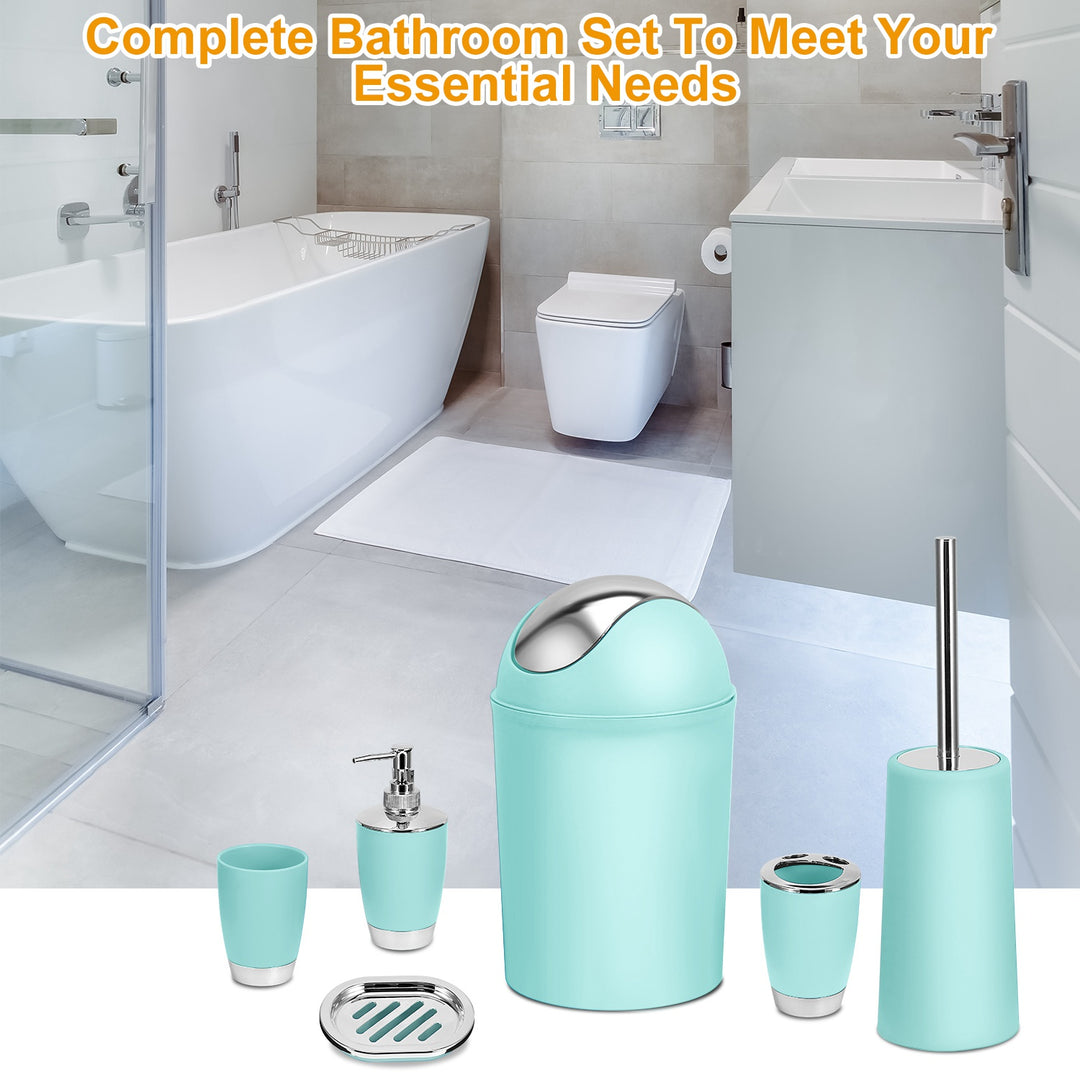 6-Piece Bathroom Accessories Set | Soap Dispenser, Toothbrush Holder, Trash Can & More