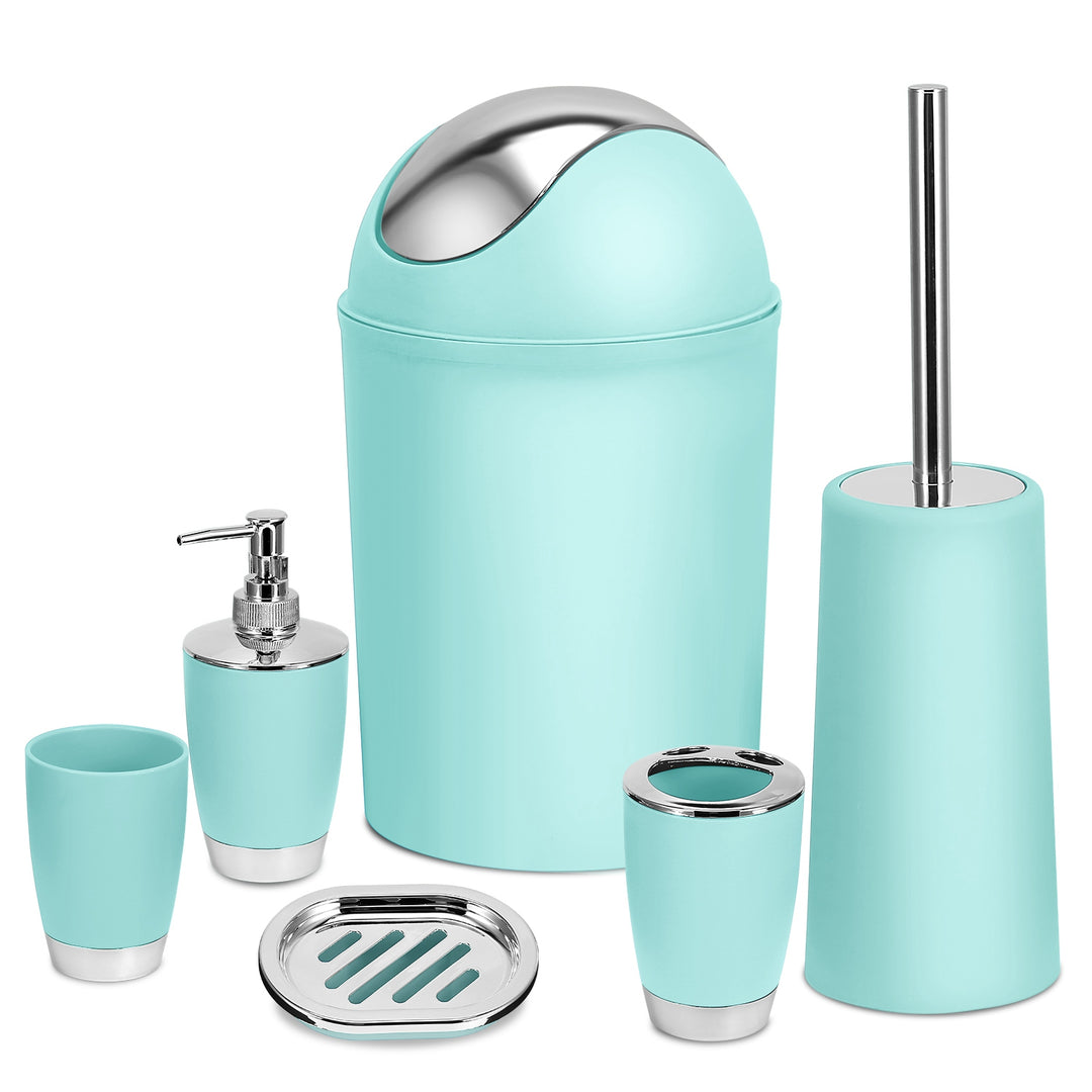 6-Piece Bathroom Accessories Set | Soap Dispenser, Toothbrush Holder, Trash Can & More