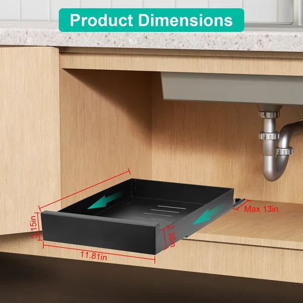 Black carbon steel pull out cabinet organizer with smooth slide rails for kitchen storage
