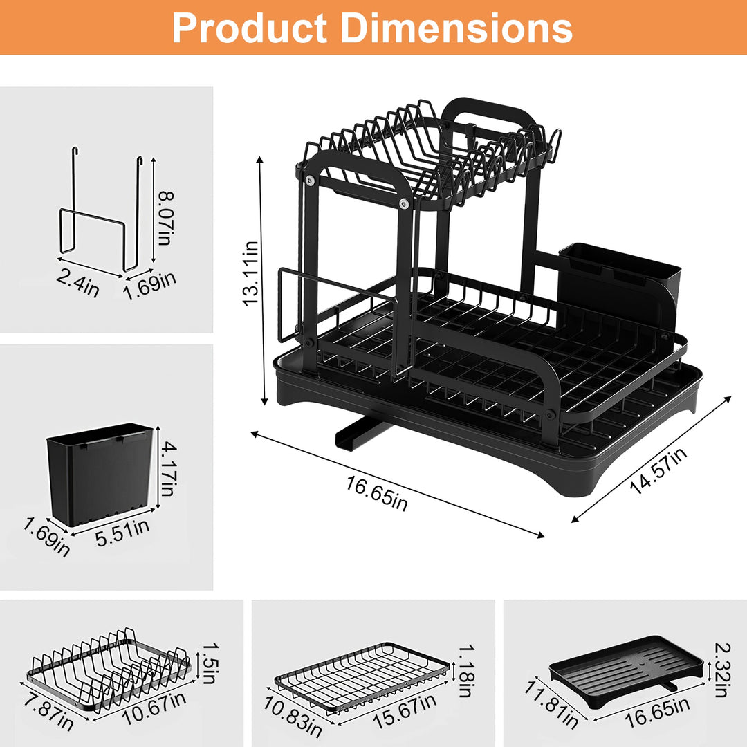 2-Tier Kitchen Dish Drying Rack – Space Saving Counter Organizer