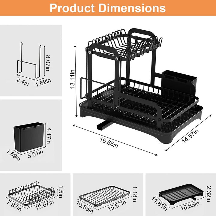 2-Tier Kitchen Dish Drying Rack – Space Saving Counter Organizer