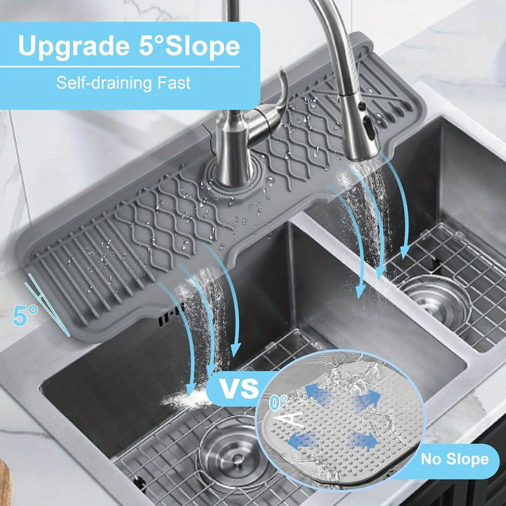 Sink Organizer Drain Mat – Kitchen Faucet Water Catcher Tray