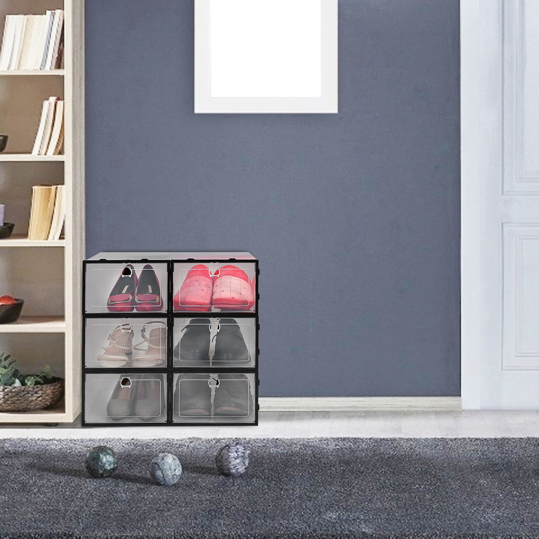 Stackable Transparent Shoe Storage Boxes – 6PCS Dustproof Shoe Organizer