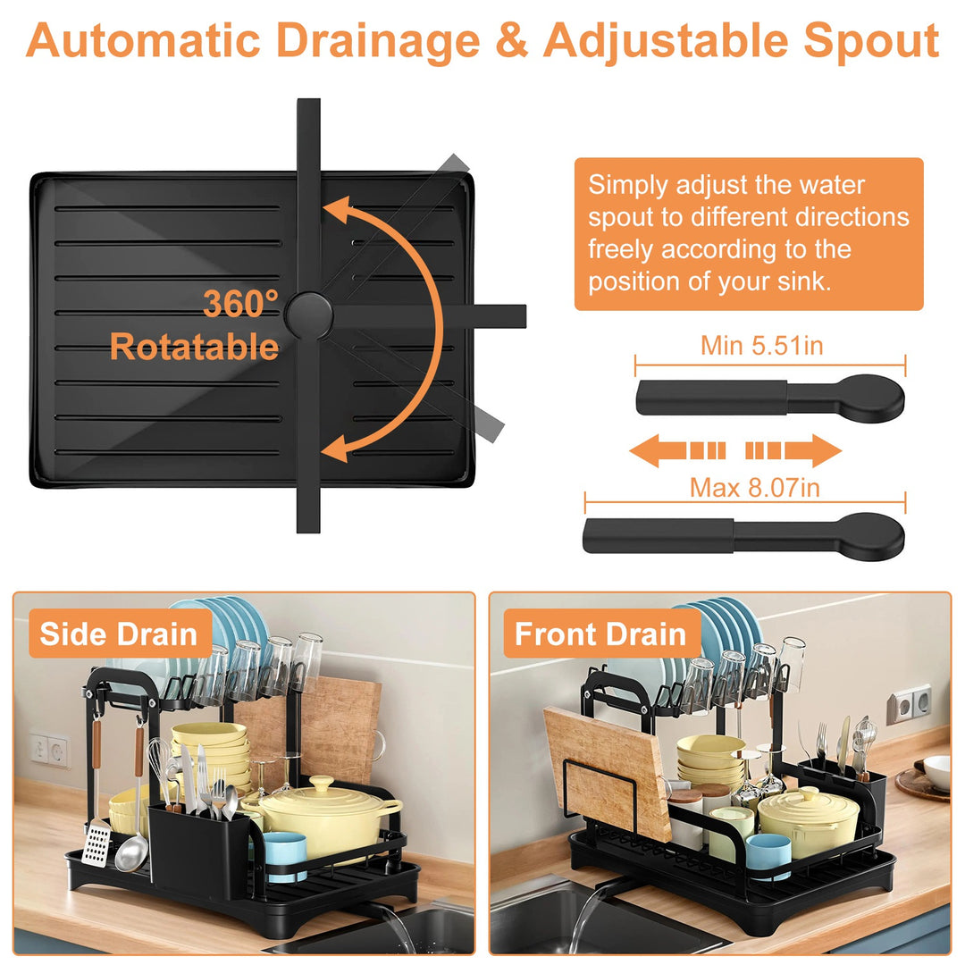 2-Tier Kitchen Dish Drying Rack – Space Saving Counter Organizer