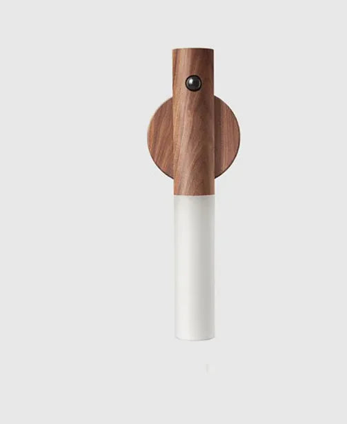 Magnetic motion sensor LED night light with wooden base and USB rechargeable warm glow