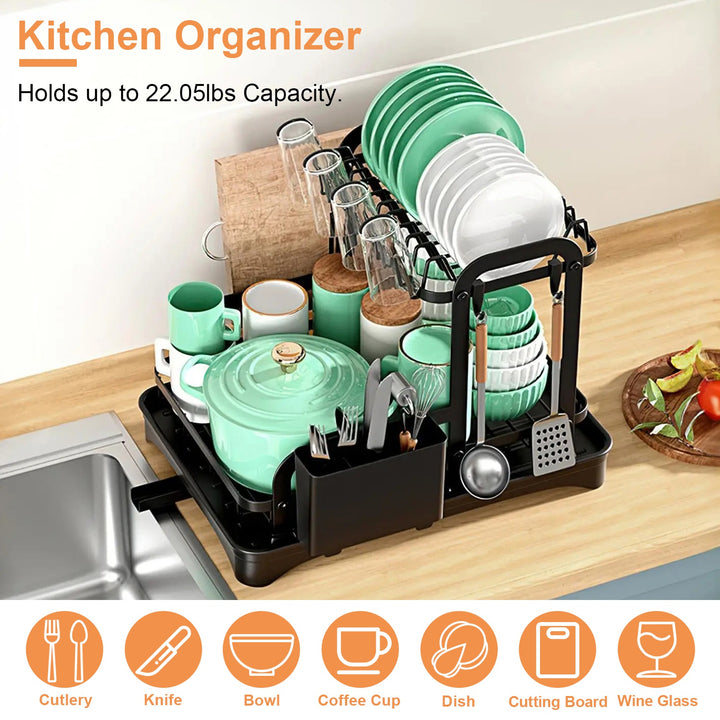 2-Tier Kitchen Dish Drying Rack – Space Saving Counter Organizer