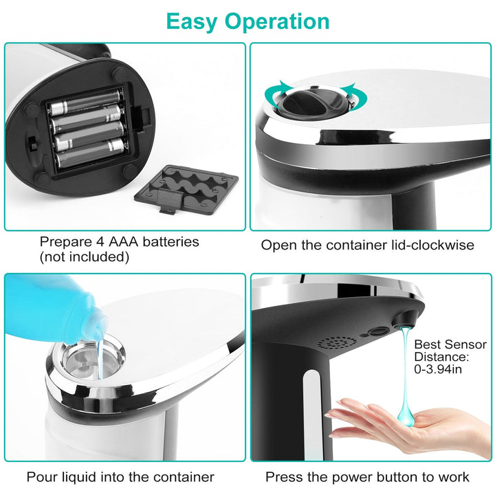 400ML automatic soap dispenser with sensor and adjustable volume on white background