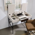 ACME Verster writing desk with built-in USB port and storage compartments in natural black finish