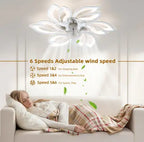 Modern acrylic ceiling fan with lights and remote control, 6 adjustable speeds