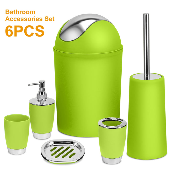 6-Piece Bathroom Accessories Set | Soap Dispenser, Toothbrush Holder, Trash Can & More