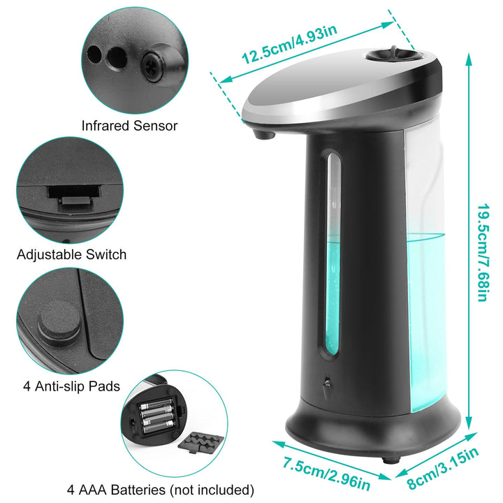 400ml automatic soap dispenser with sensor and anti-slip base for hands-free use