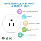 WiFi Voice Control smart plug compatible with Alexa and Google Home for remote control, scheduling, and energy monitoring
