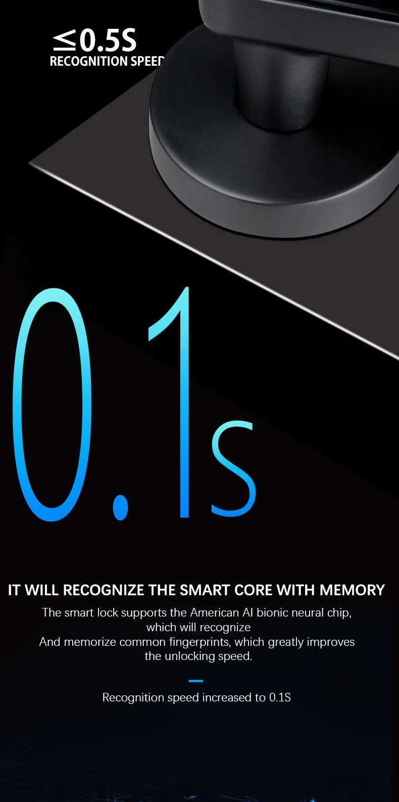 Smart Bluetooth Fingerprint Lock with fast 0.1-second fingerprint recognition and Bluetooth connectivity for secure, remote access management