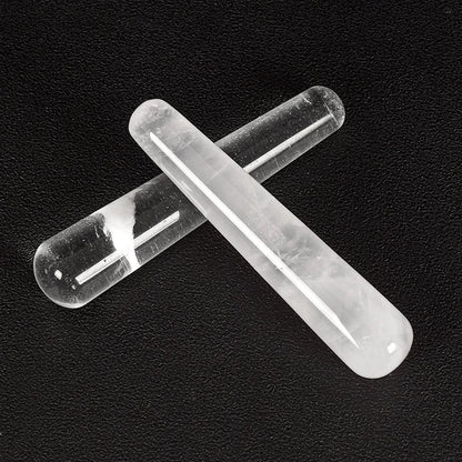 Natural rose quartz crystal face massager for facial relaxation and skin care.