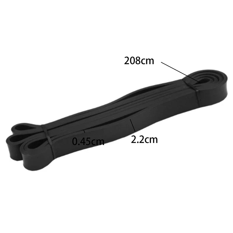 Resistance bands set, black, 208cm length, fitness equipment.