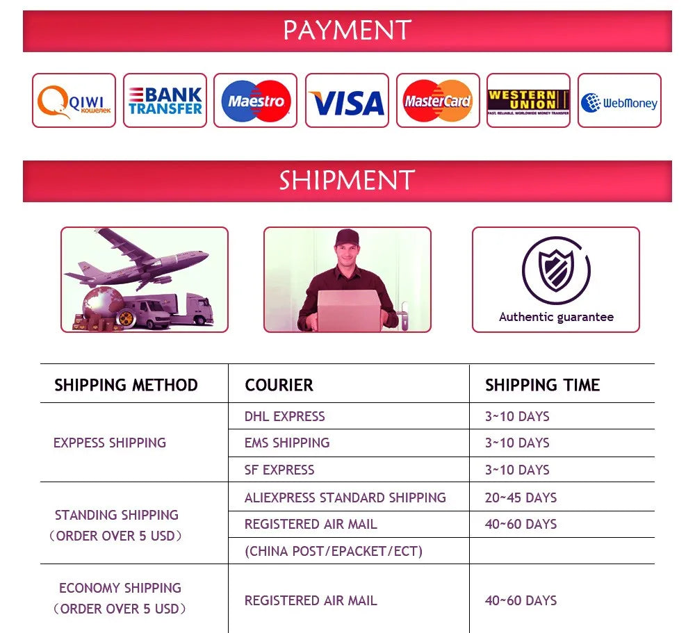 Payment and shipping options for Crystal face massager purchase.