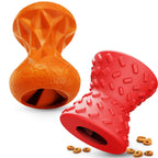 Durable orange and red interactive dog chew toys for aggressive chewers, made of non-toxic rubber, designed for small to medium dogs and puppies.