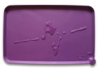 Hoki Found silicone pet food mat in eggplant purple with water droplets, non-slip and waterproof placemat for dog and cat feeding.