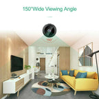 Mini wireless hidden camera with 150-degree wide viewing angle for home security and night vision in 1080P HD quality