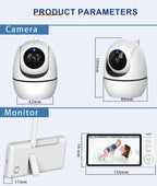 Smart wireless video baby monitor with HD camera, night vision, two-way audio, motion detection, temperature monitoring, and portable design.