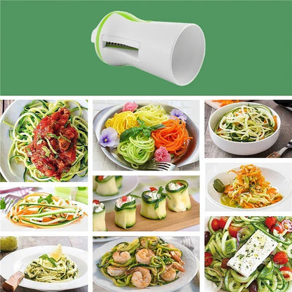Stainless steel vegetable spiralizer with eco-friendly design, suitable for slicing carrots, cucumbers, and more.