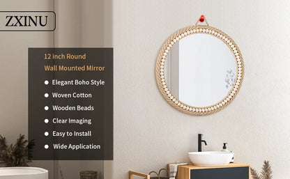 Boho Wall Mounted Rattan Mirror