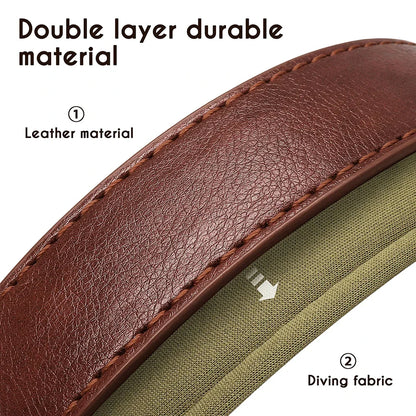 Durable double-layer leather dog collar with padded design