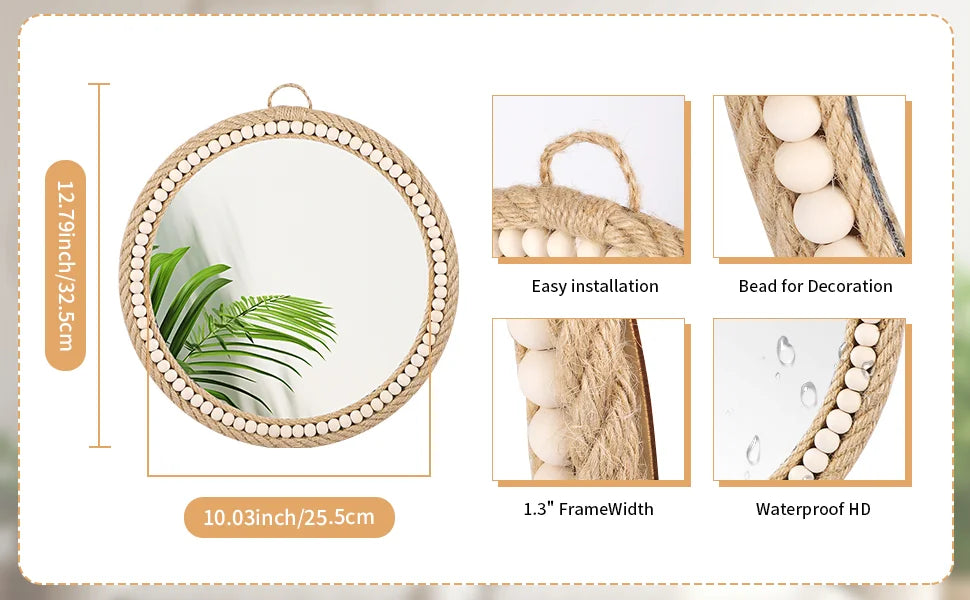 Boho Wall Mounted Rattan Mirror