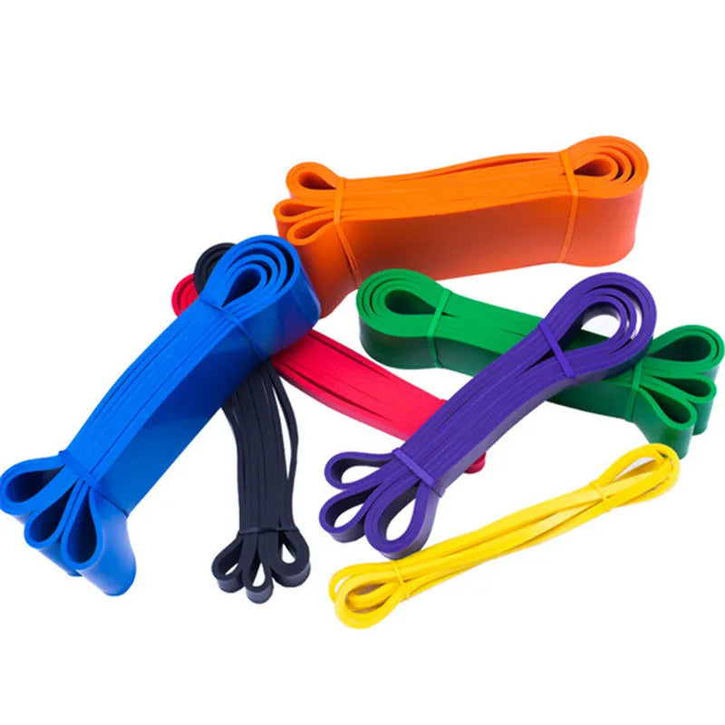 Colorful resistance bands set for fitness and bodybuilding.
